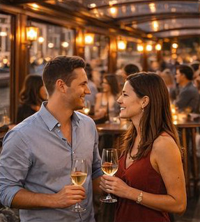Sfeerbeeld aan boord tijdens singles cruise in Amsterdam