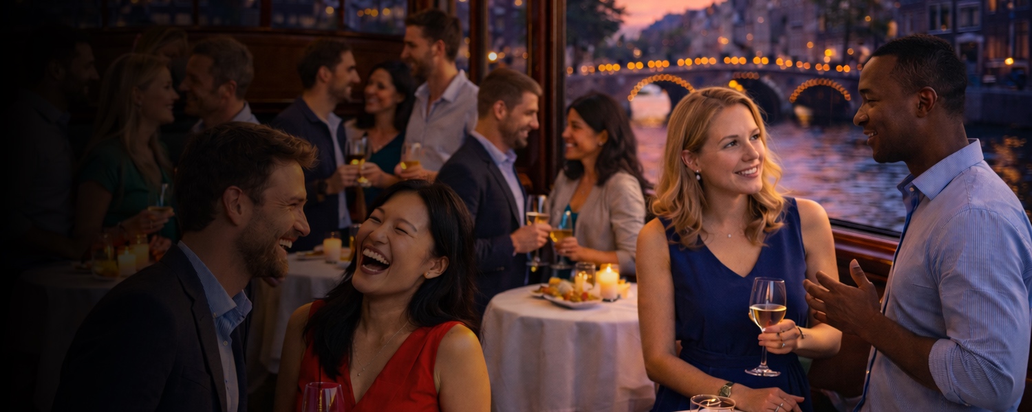 Dating event in Amsterdam op een boot (singles cruise op de grachten)
